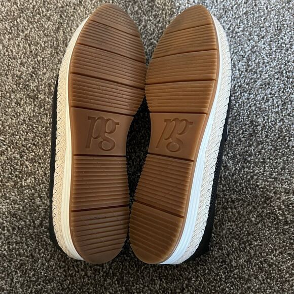 PAUL GREEN Posh Black Leather Cap Toe Perforated Espadrille Flats - Picture 10 of 11